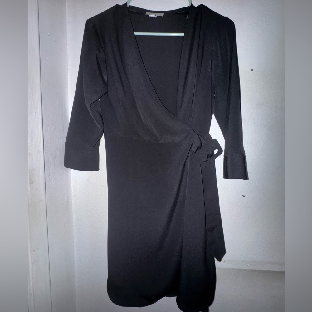 Topshop Black Long Sleeve Wrap Dress